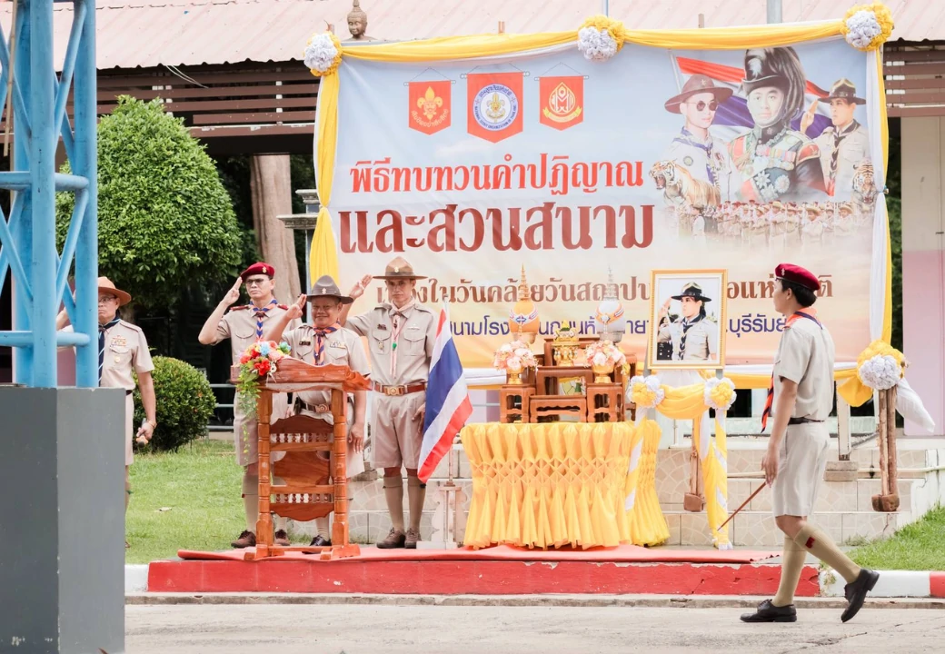 พิธีทบทวนคำปฏิญาณ และสวนสนาม เนื่องในวันคล้ายวันสถาปนาคณะลูกเสือแห่งชาติ